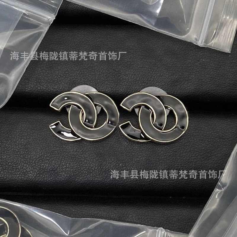 Chanel CC Logo Earrings Enamel and Metal