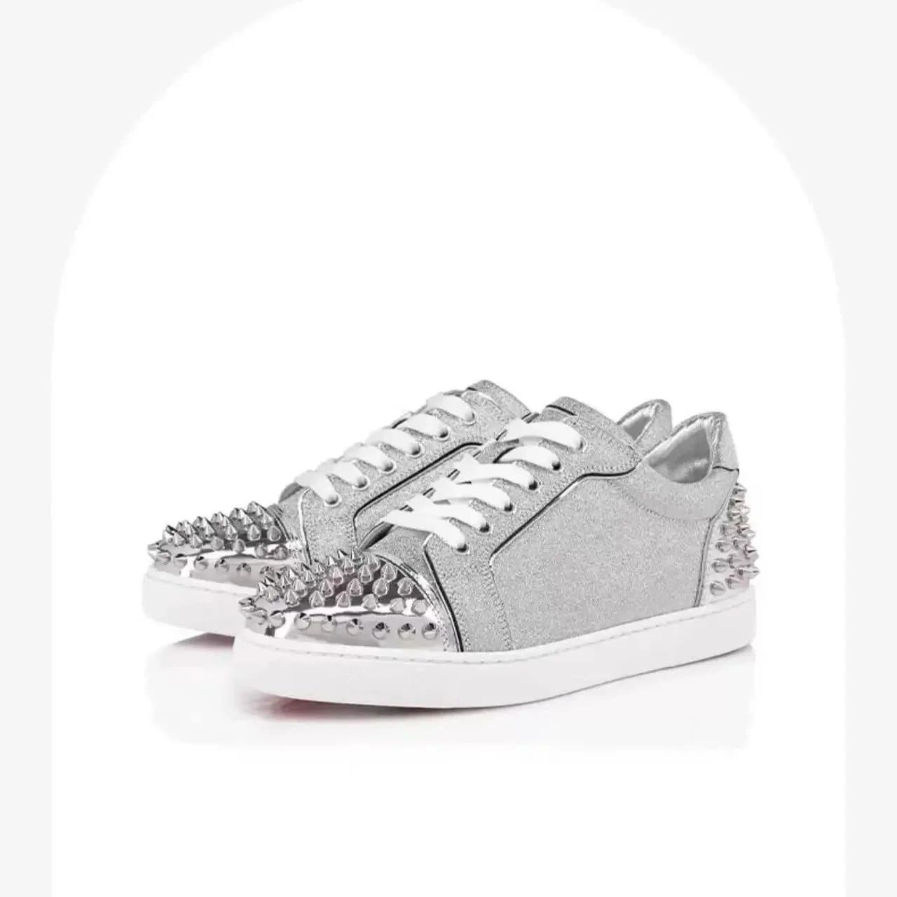 Christian Louboutin Louis Junior Glitter Silver Spike