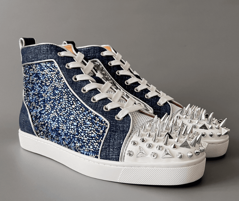 Christian Louboutin Louis Junior Denim Crystal Spike