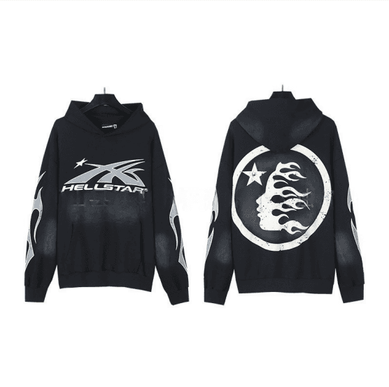 Hellstar Hooded Sweatshirt Flame Logo Print