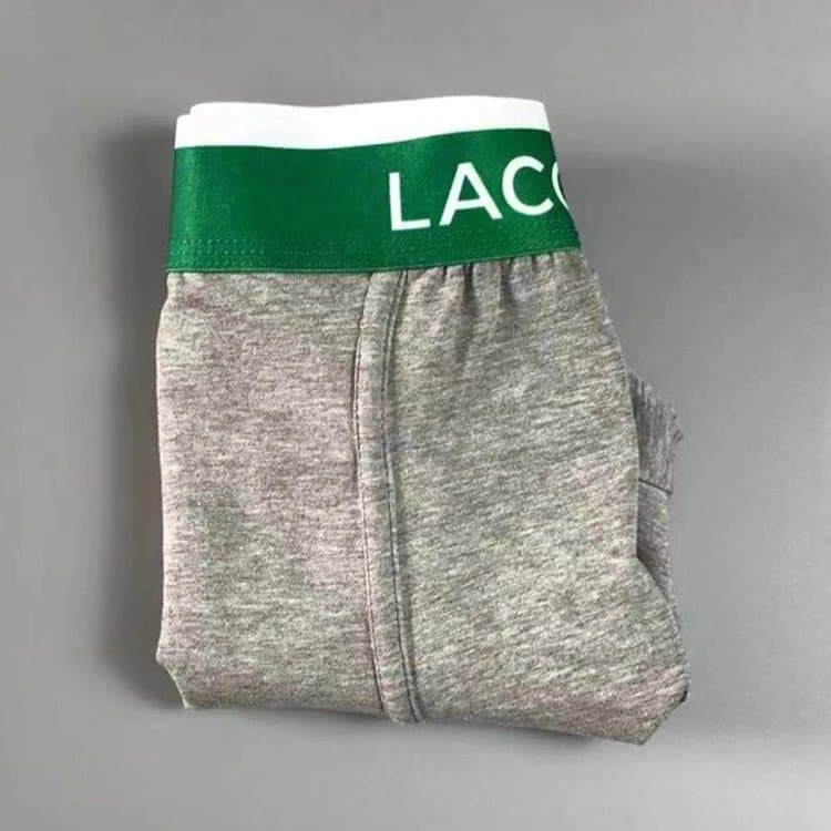 Lacoste Boxer Brief Heather Grey with Green Waistband