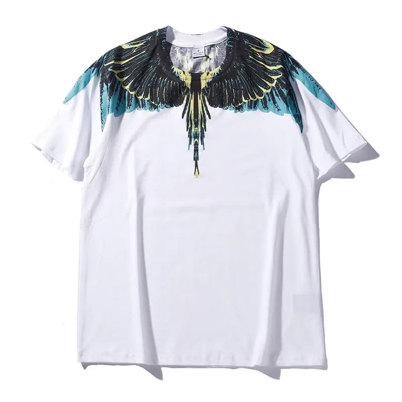 Maison Margiela Wings T-Shirt Blue Feather Print — OTX-CBRT21