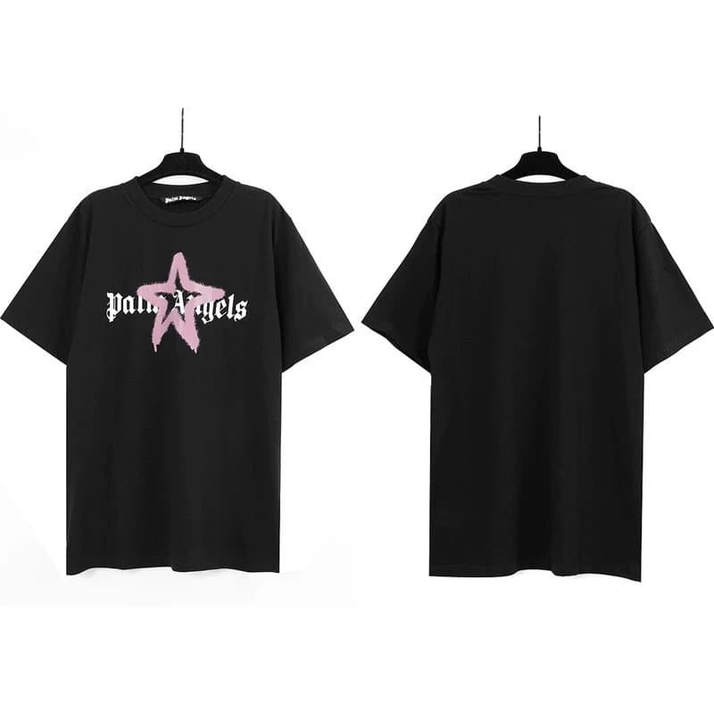 Palm Angels Graphic Tee Teddy Bear Print — Green black and green five-pointed star