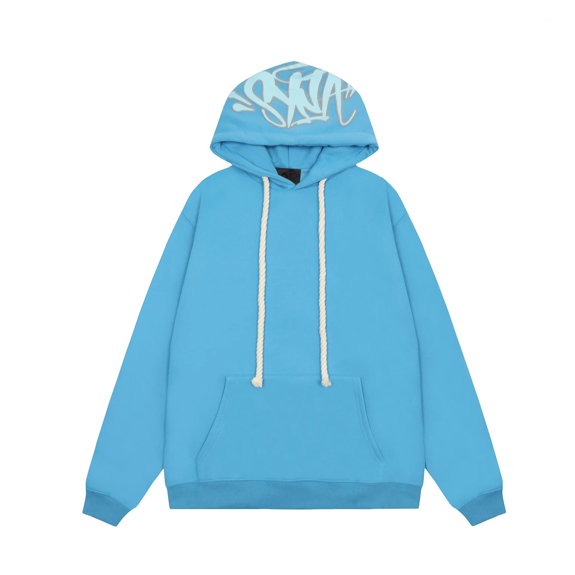 Sp5der Hoodie and Joggers Set Graffiti Logo — 2蓝色卫衣