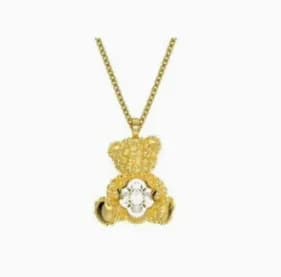 Tiffany & Co. HardWear Double Ring Pendant Pavé Diamond — Smart yellow sitting bear necklace