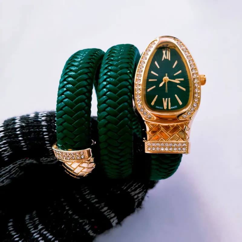 Bulgari Serpenti Emerald Dial with Pave Crystals