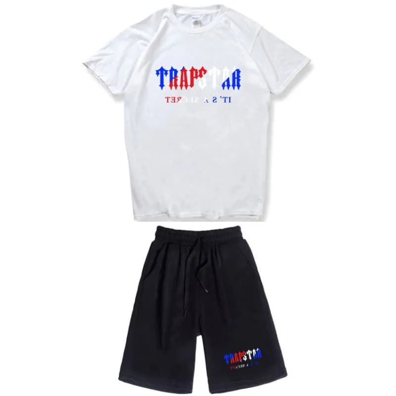 Corteiz T-Shirt & Shorts Set Trapstar Logo — White -1