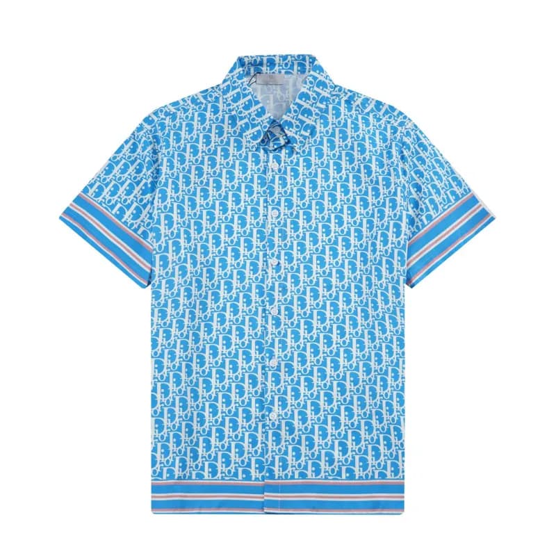Logo Print Shirt All-Over Versace Logo — 9085 Blue