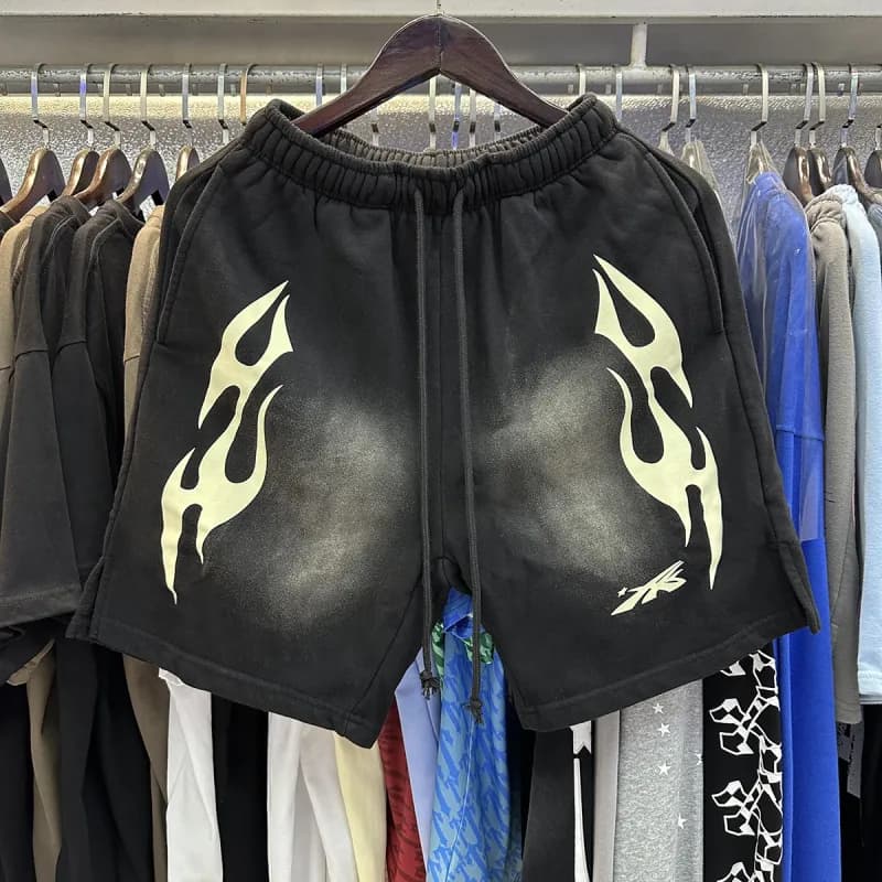 Hellstar Graphic Sweat Shorts Flame Print — 2519 黑色