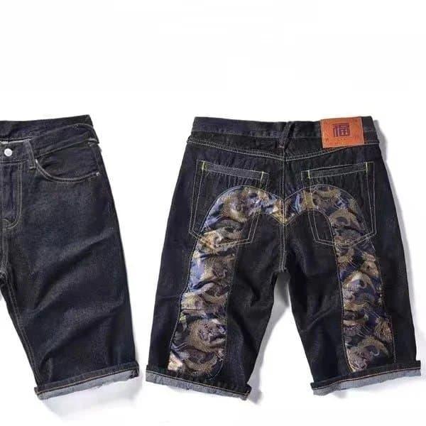 Evisu Denim Shorts Dragon Embroidery