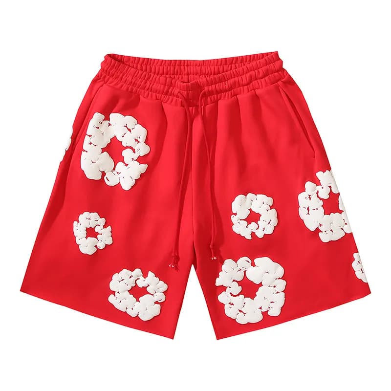 KidSuper T-Shirt and Shorts Set Floral Print — 红色发泡短裤