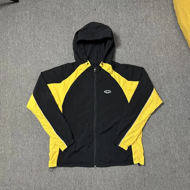 Stone Island Windbreaker Jacket Black Yellow Panel