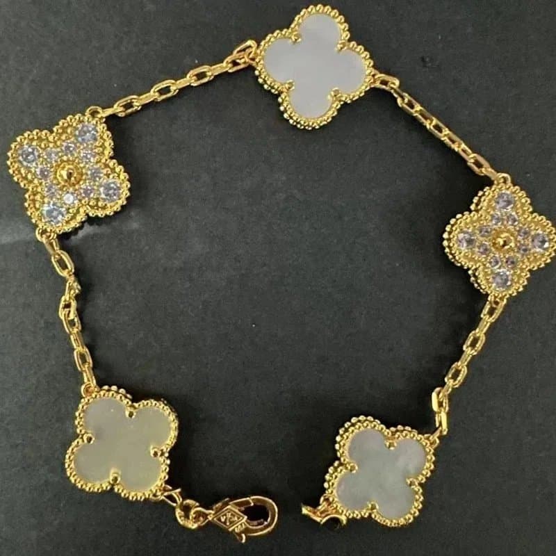 Van Cleef & Arpels Alhambra Bracelet Five Motifs with Carnelian and Diamonds — BB-21