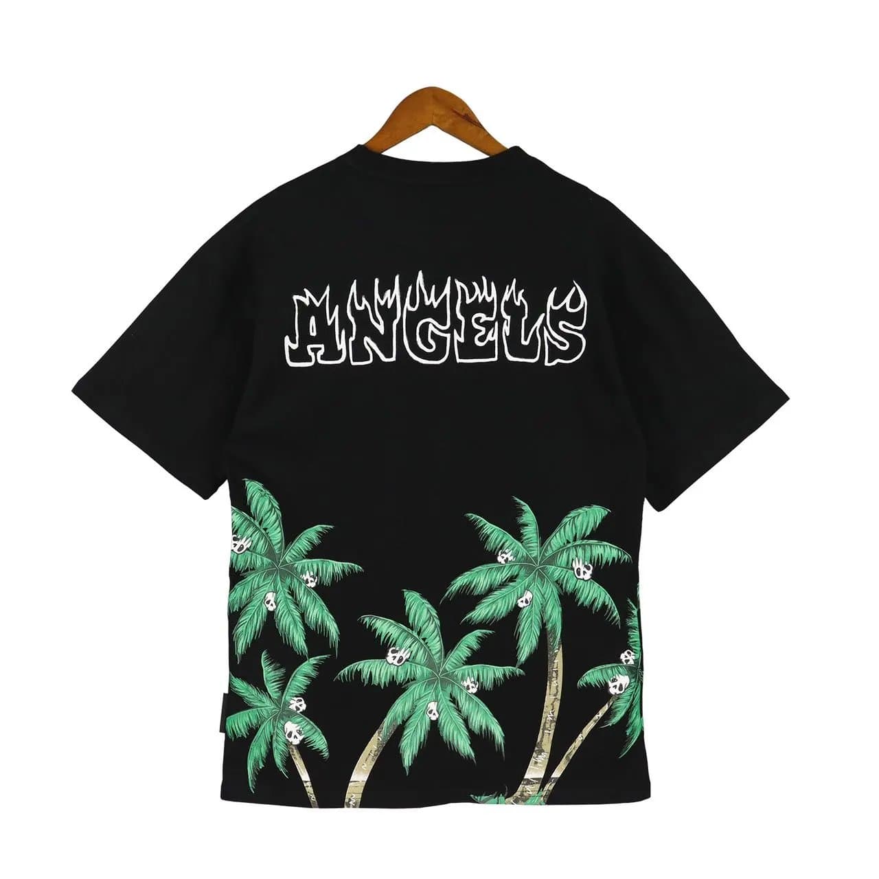 Palm Angels Teddy Bear Graphic Tee Brown Bear Print — 黑色枫叶