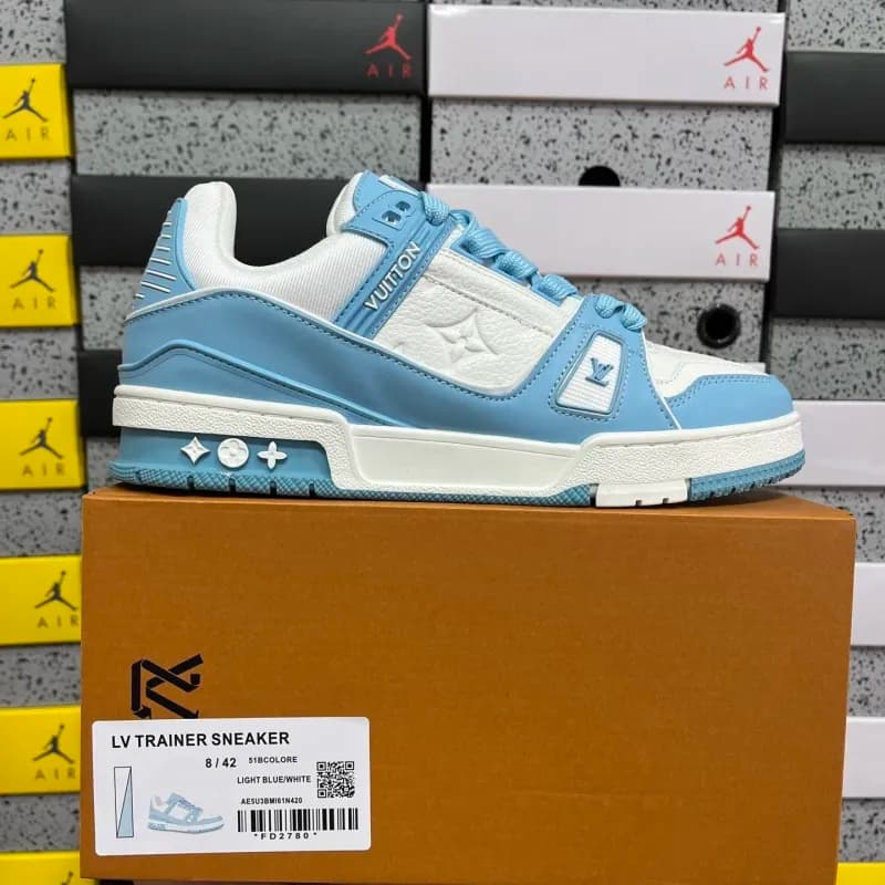 Louis Vuitton LV Trainer White Cement — 北卡蓝白牛仔