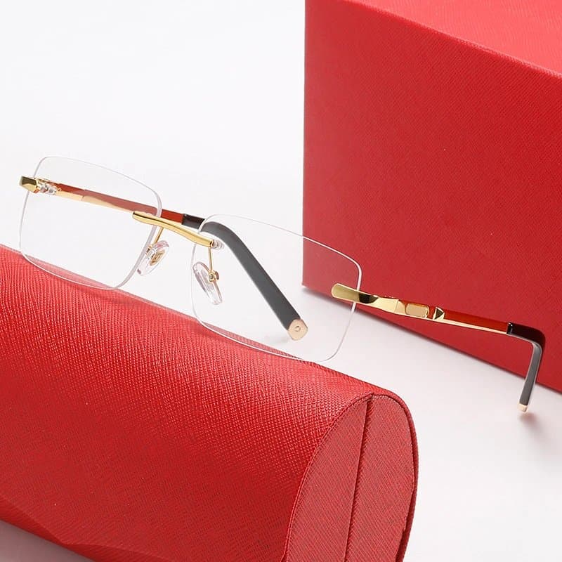 Cartier Sunglasses Rectangular Rimless — 带LOGO带盒子 · C5 金框 平光镜