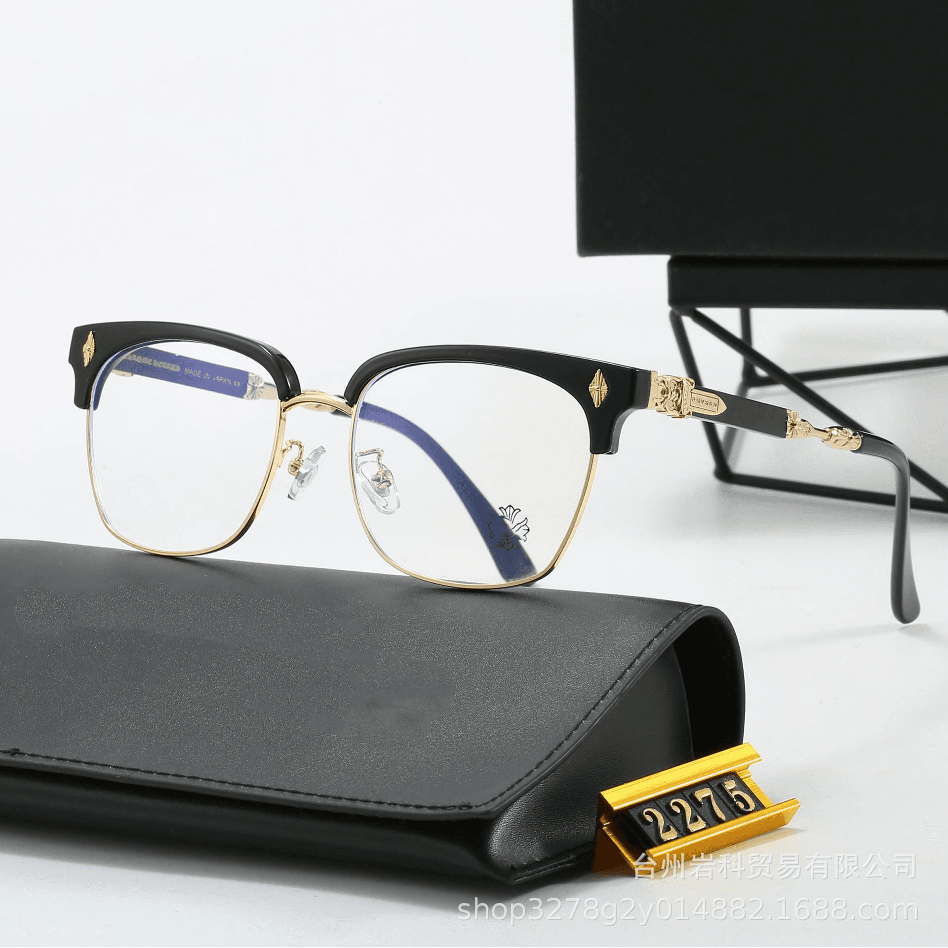 Chrome Hearts Rectangular Optical Frame Crystal Acetate with Fleur-de-Lis — 02