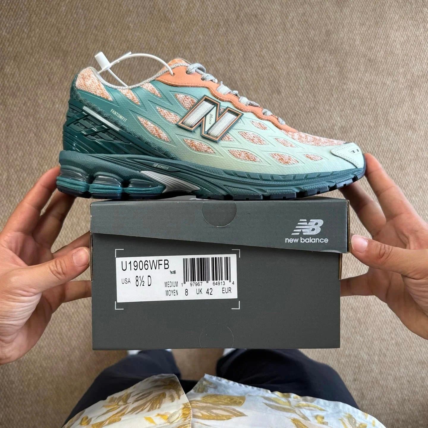 New Balance 1906R Grey/White/Navy — TOP版 · 绿橙 U1906WFB