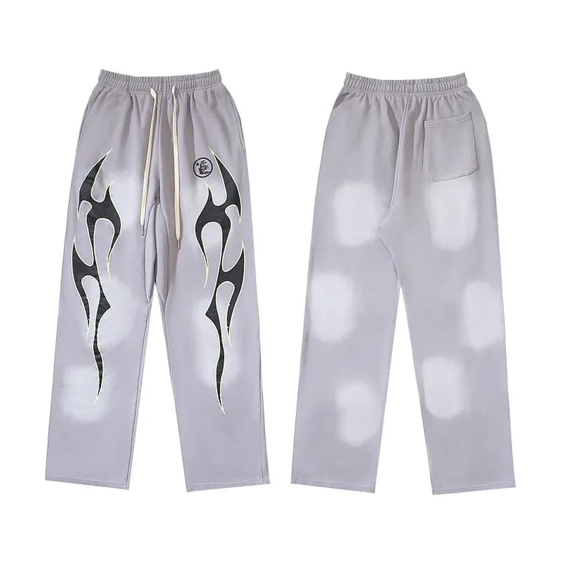 Hellstar Graphic Sweatpants White Print — 730 wash water ash