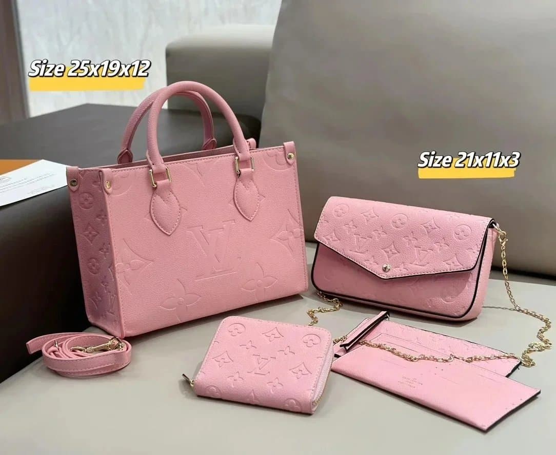Louis Vuitton Neverfull Tote & Mini Bag Set Monogram Empreinte Pink — 77