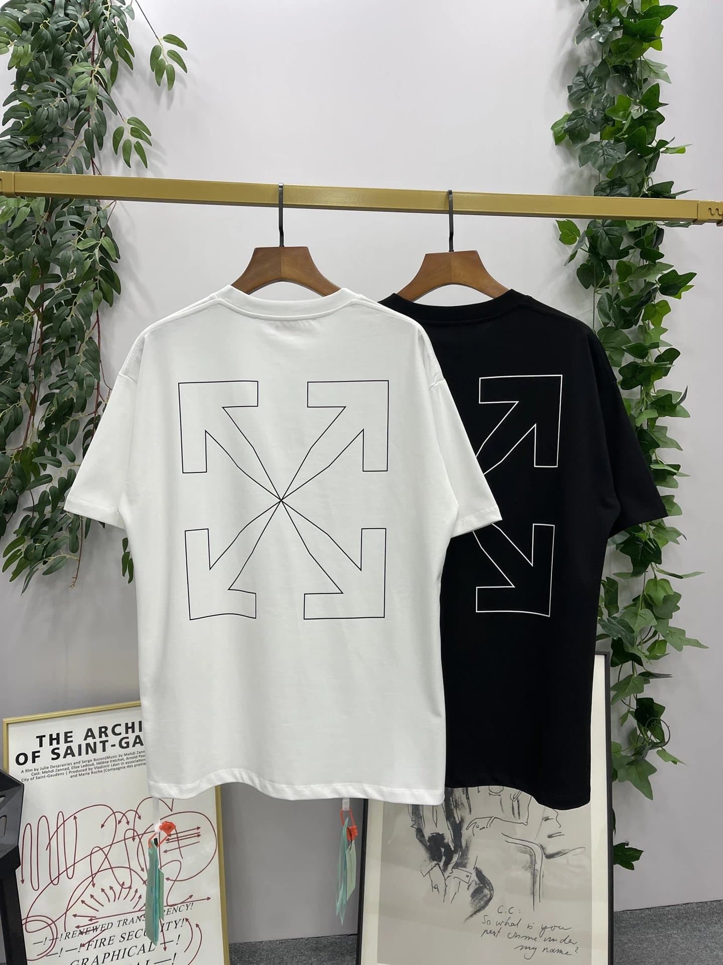 Off-White Arrow Graphic Tee Red Outline Arrows — ow95-白色