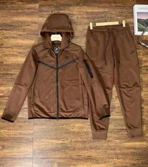 Nike Tech Fleece Hoodie and Joggers Monotone Brown