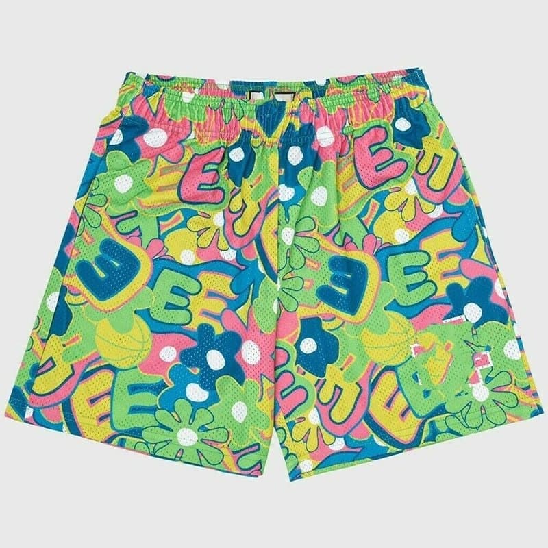 Cactus Plant Flea Market Mesh Shorts Floral Graffiti Print