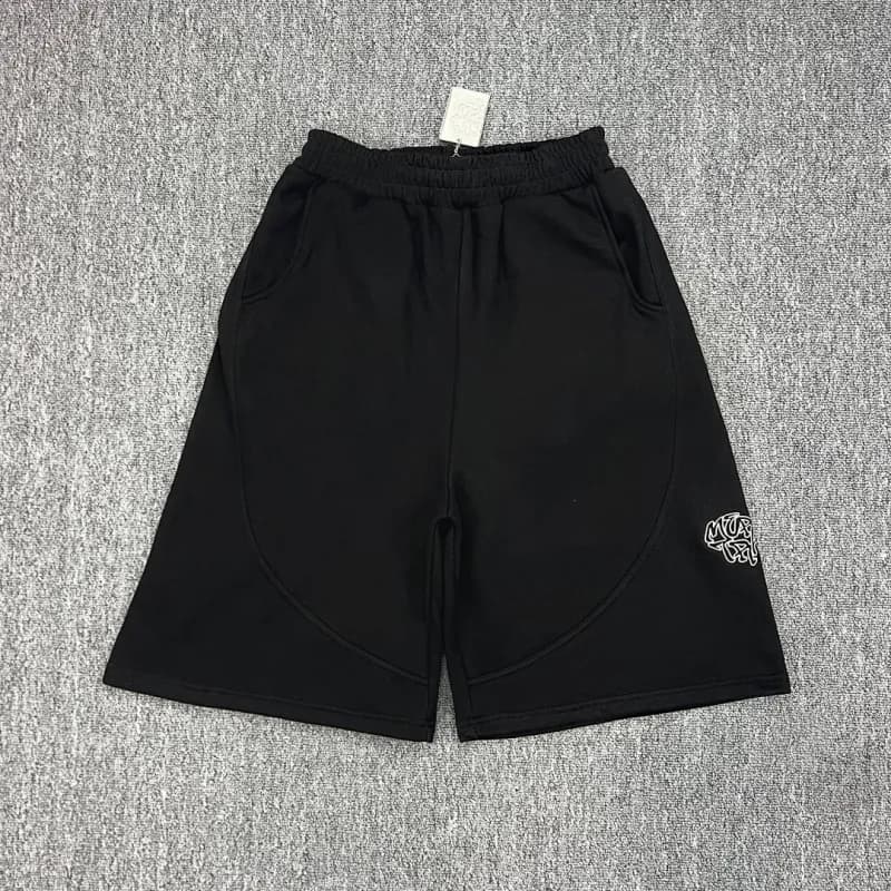 Amiri Logo Shorts Heather Grey with Navy Panels — 2012黑色
