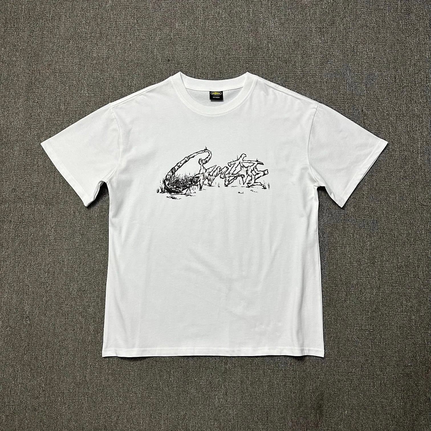 Corteiz Graphic Tee Pink Script Logo — 24