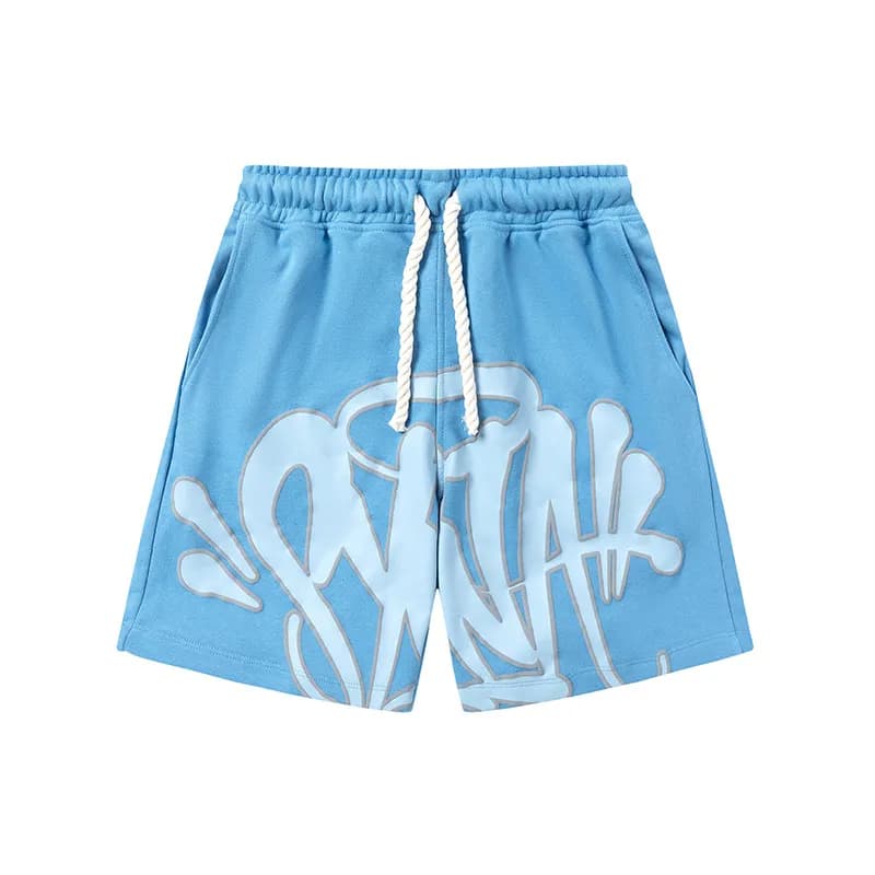 Sp5der Graffiti Logo Sweatpants Teal Spray Paint Logo — 14