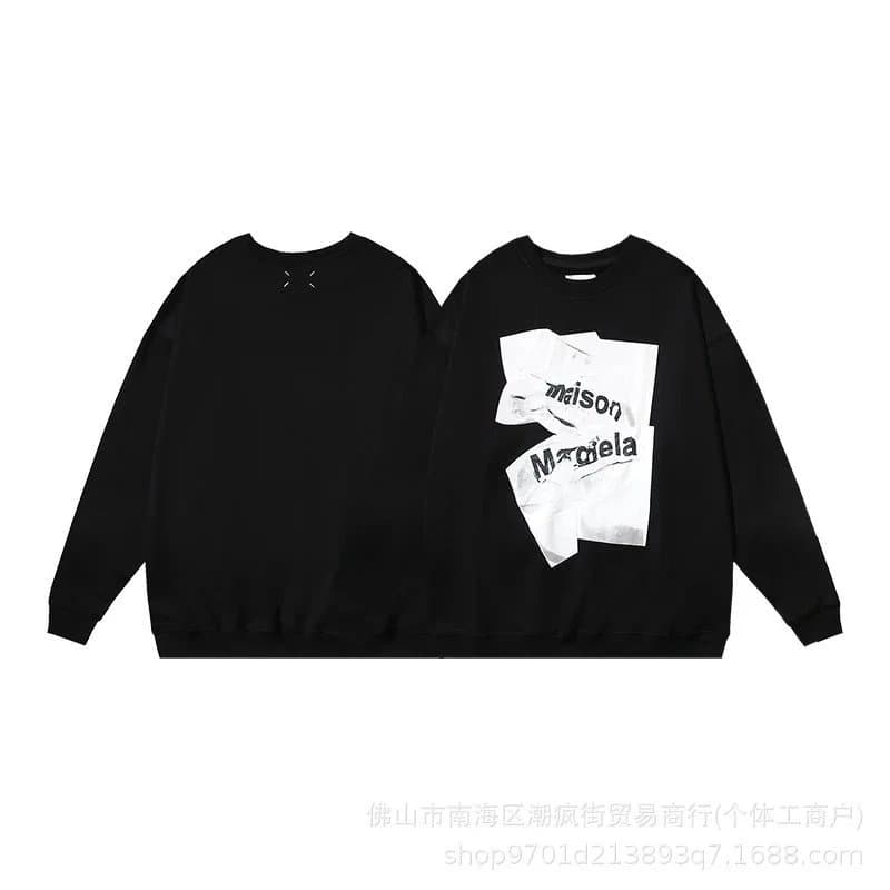 Maison Margiela Hooded Sweatshirt Paint Splatter Print — 黑色圆领12
