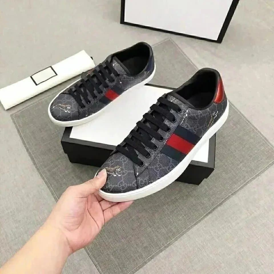 Gucci Ace Sneaker Web Stripe Pearl Stud — 30