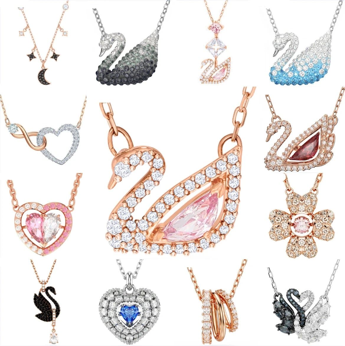 Swarovski Swan Necklace Black Crystal — 小蛮腰项链