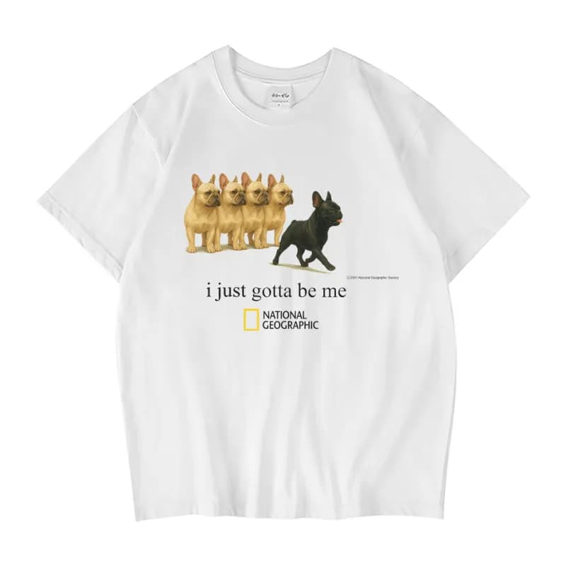 Penguin Graphic Tee I Just Gotta Be Me — 白色短袖特立独行狗狗 纯棉