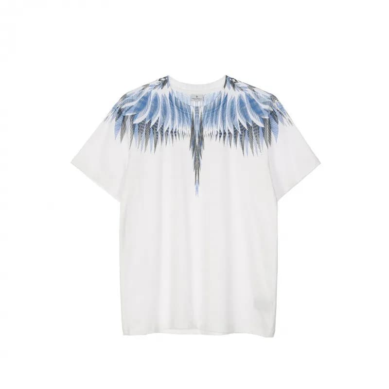 Maison Margiela Wings T-Shirt Blue Feather Print — OTX-CBRT22