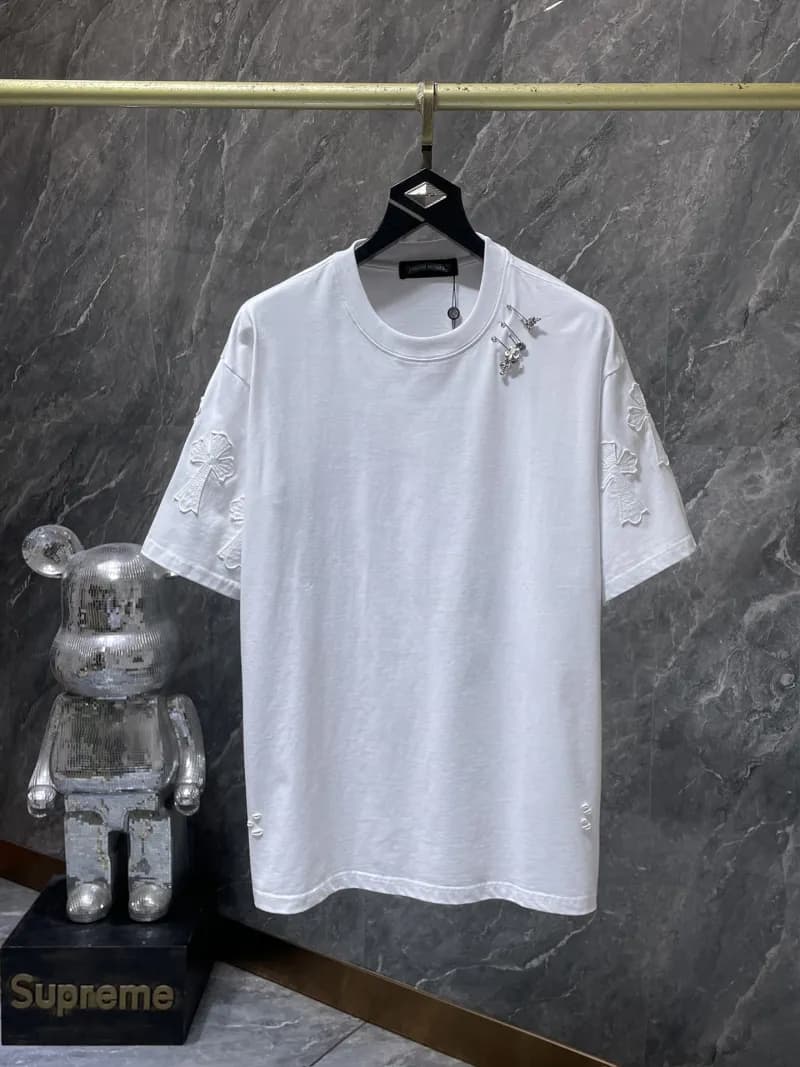 Graphic Tee Chrome Hearts Logo Print — White 8962