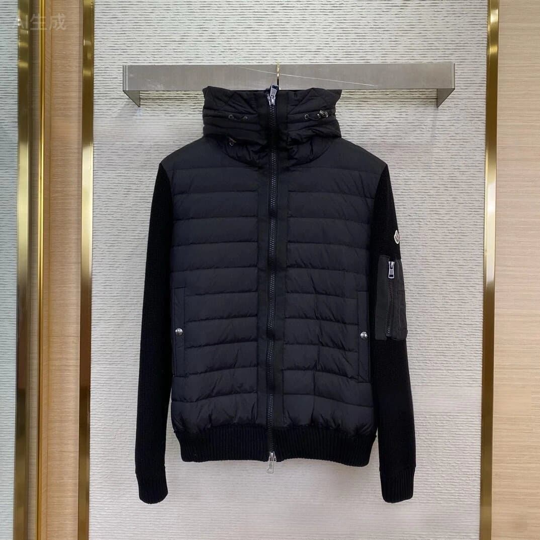 Moncler Hybrid Knit Puffer Jacket Black