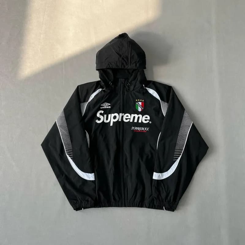Supreme Zip-Up Hoodie Arch Logo — 黑/足球上衣