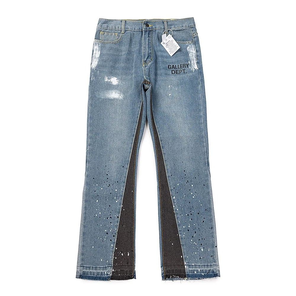 Distressed Flare Jeans Paint-Splatter & Patchwork — 15