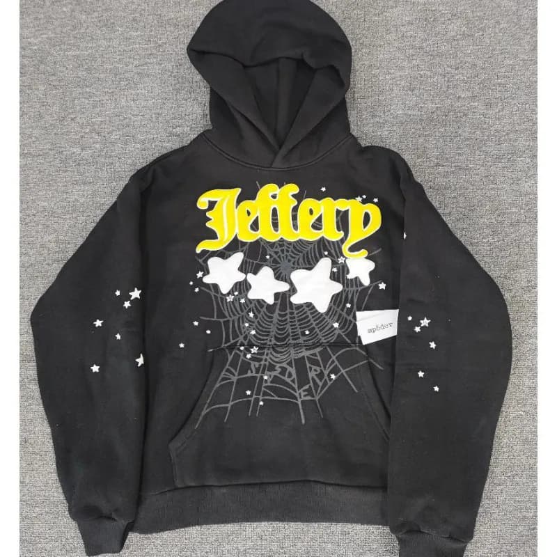 Sp5der Hooded Sweatshirt Spider Web Graphic — 黑JEFF
