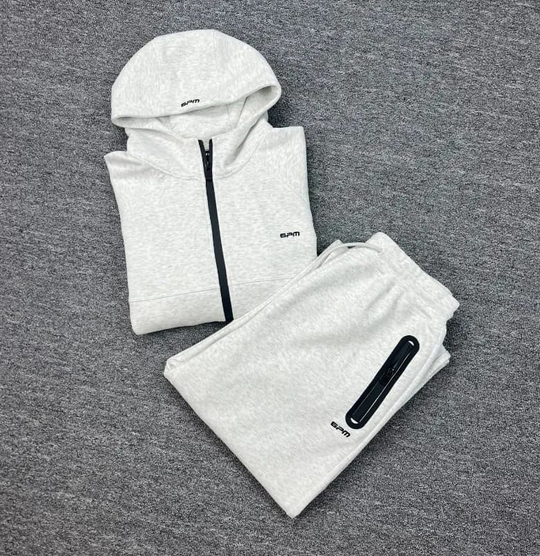 Hoodie and Joggers Set Heather Grey with Black Accents