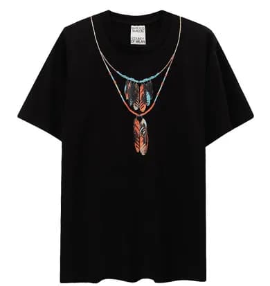 Versace Wings T-Shirt Multicolor Wings Print — D24 feather necklace black