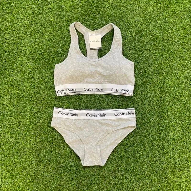 Calvin Klein Modern Cotton Bralette & Brief Set Heather Grey
