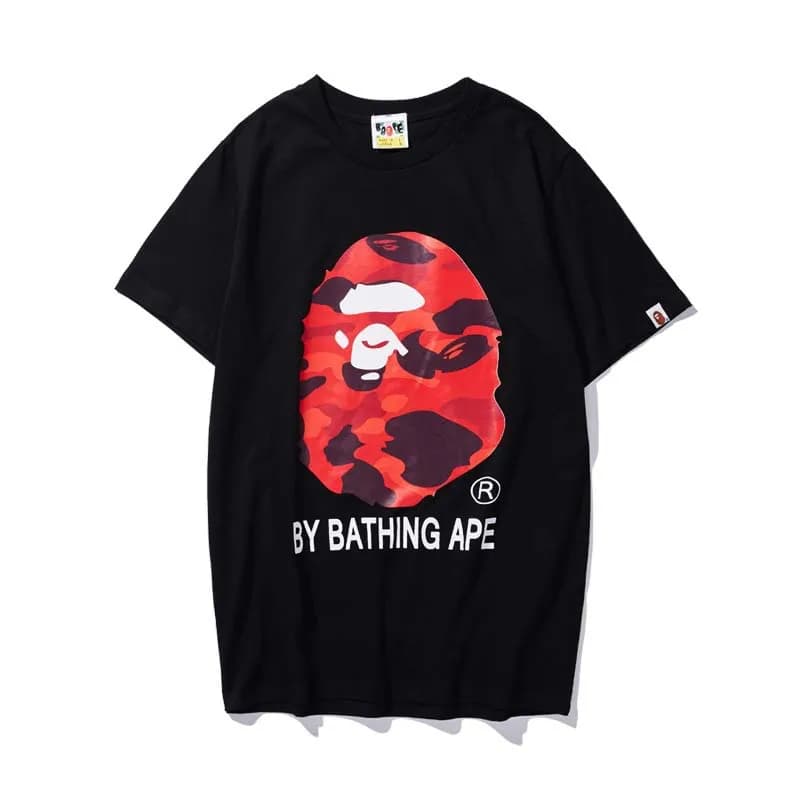 BAPE Graphic Tee A Bathing Ape Logo — 711 black red