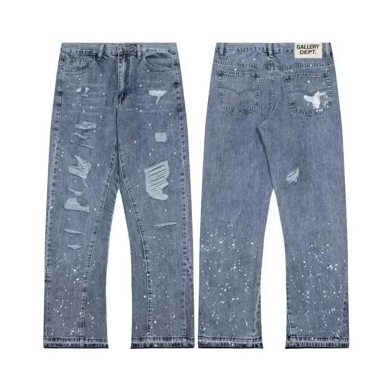 Distressed Flare Jeans Paint-Splatter & Patchwork — 07