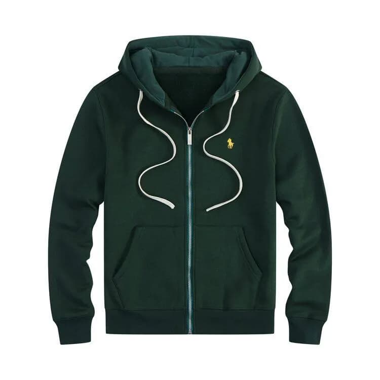 Polo Ralph Lauren Full-Zip Hoodie Heather Grey — 墨绿【白绳子】
