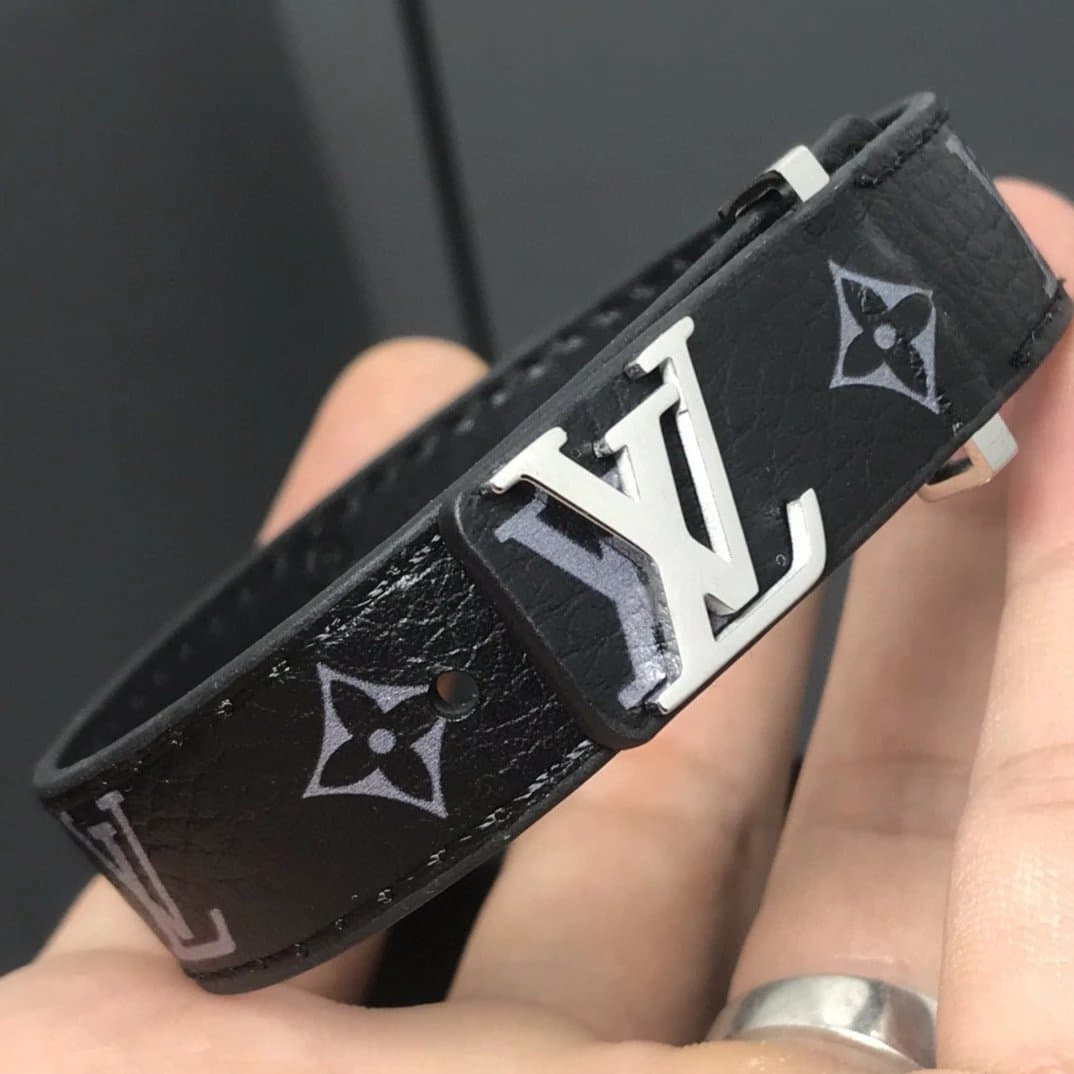 Louis Vuitton LV Monogram Bracelet Black with Silver Hardware