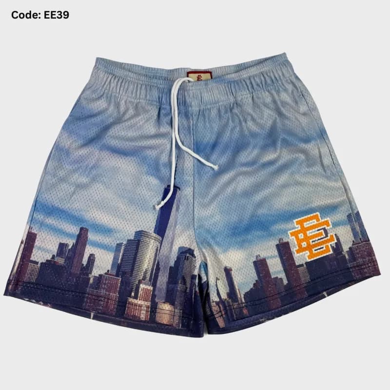 Eric Emanuel Mesh Shorts Cityscape Print