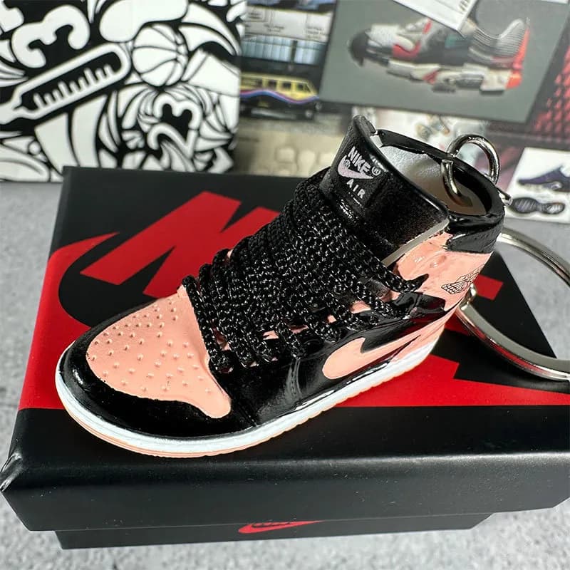 Air Jordan 1 High Miniature Keychain — 113. pink and black toes + box