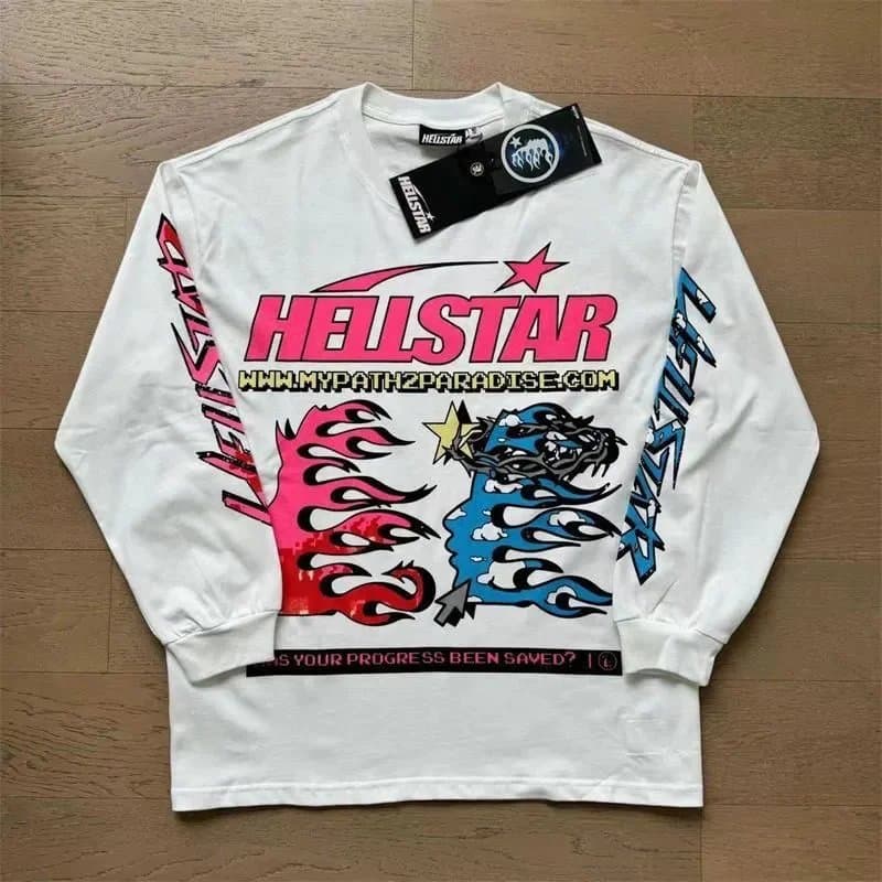 Hellstar Long Sleeve Tee Flame Dragon Graphic